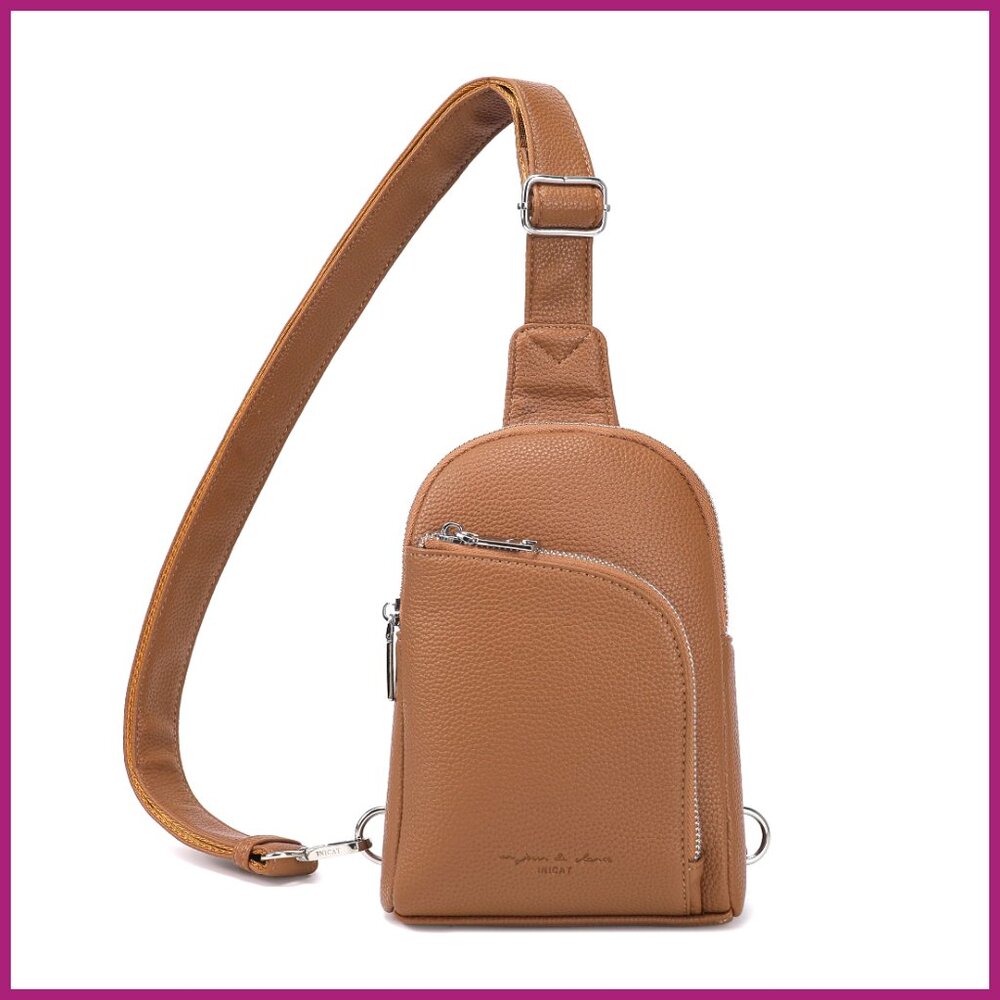 Faux Leather RFID Blocking Sling Bag, Anti Theft Crossbody Purse